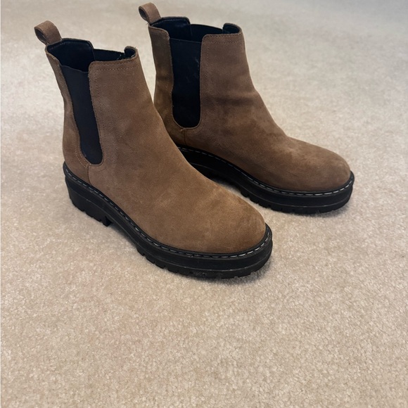 Women's Tan Suede Ankle Boots - Picture 2 of 5